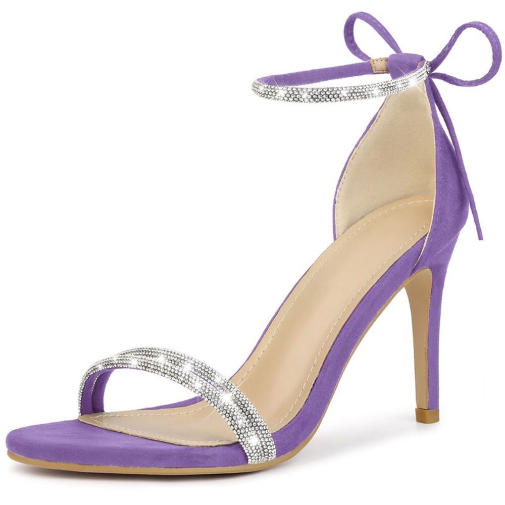 Rhinestone Ankle Tie Stiletto Heels Sandals